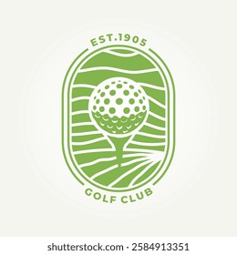 minimalist golf club flat line art icon badge logo vector illustration design