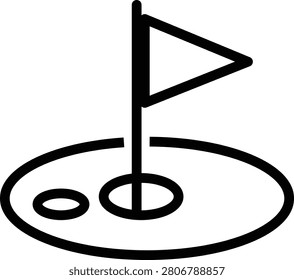 Minimalist golf flag with two divot holes on green surface flagstick