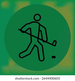 Minimalist golf icon showing a golfer mid-swing with club and ball, set against a clean green circle—ideal for sports, fitness, or outdoor activity themes.