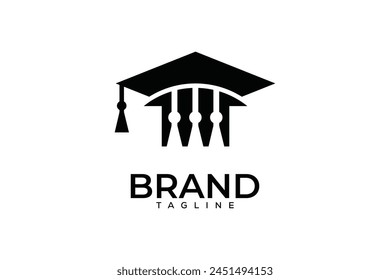 Minimalist Grad vector logo design template. Symbol graduation design concept.