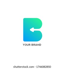 minimalist gradient b logo template for branding company