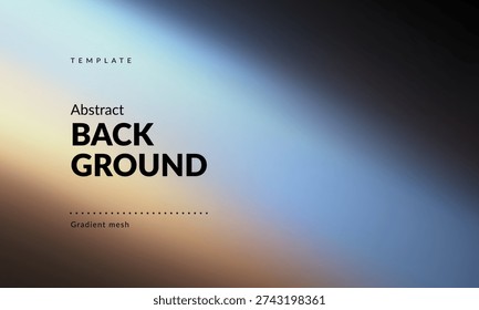Minimalist Gradient Background: Dark to Light Blend, Cool Blue and Warm Beige with Light Glare Effect. Modern Backdrop Template for Branding, Web Design, Packaging, Covers, Ad Banners, Presentations, Posters, Digital Art, Graphics and Creative Use. Vector image.