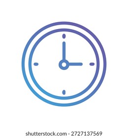 A minimalist gradient clock icon rendered in flat graphic style on a White Background, representing time management.