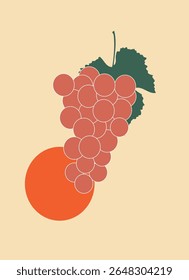 Minimalist grape illustration featuring organic shapes and earthy tones—perfect for modern still life or nature-inspired design collections.