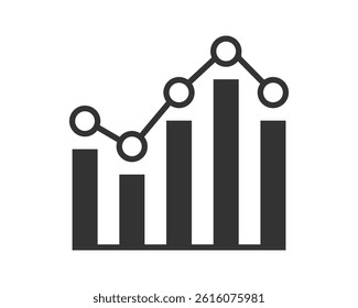 Minimalist graph icon showing growth and fluctuation. Perfect for finance, business reports, market analysis, and data presentation projects.