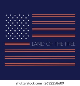 A minimalist graphic of the American flag with stars on the left and stripes on the right