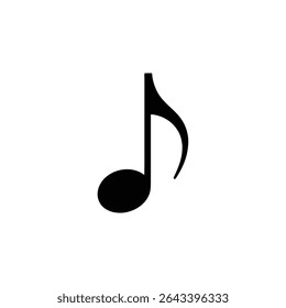 Minimalist graphic of a black quarter note on a solid white background, displaying a clean and simple design ideal for musical education and related materials.