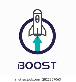 Minimalist graphic of a blue upward arrow inside a gear-shaped circle representing motivation and acceleration