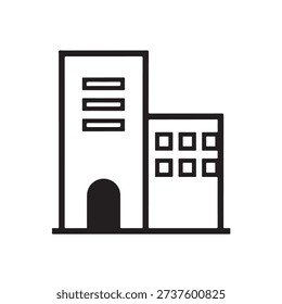Minimalist graphic of a building with simple lines