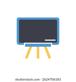A minimalist graphic of a chalkboard on a stand, flat style, isolated against a White Background.