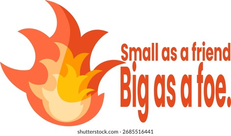 
Minimalist graphic of a controlled flame, illustrating fire's dual nature: aid vs. disaster.