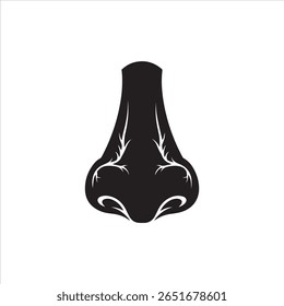 Um gráfico minimalista que representa um nariz humano com linhas brancas decorativas que se assemelham a ramos ou veias.