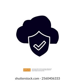 A minimalist graphic depicting a shield with a checkmark, symbolizing security and trust, possibly related to online safety or data protection.