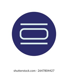 Um design gráfico minimalista apresenta um círculo azul escuro como o principal elemento de fundo, preenchendo a maioria do quadro. Centralizado dentro do círculo é uma forma geométrica azul-claro estilizada.
