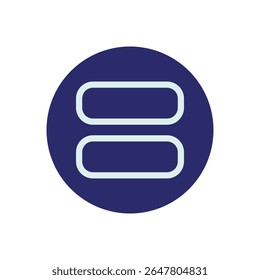 Um design gráfico minimalista apresenta um círculo azul escuro dominando o quadro, centrado sobre um plano de fundo branco. 