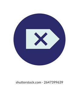 A minimalist graphic design features a prominent, deep indigo circle that serves as the background.