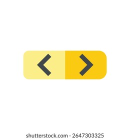 A minimalist graphic design features a rectangular button divided into two distinct halves. The left half is a pale, buttery yellow, while the right half is a more saturated, golden yellow.
