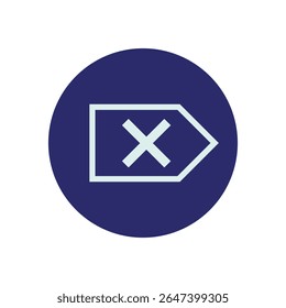 A minimalist graphic design features a stark white icon against a solid, deep indigo circular background. 