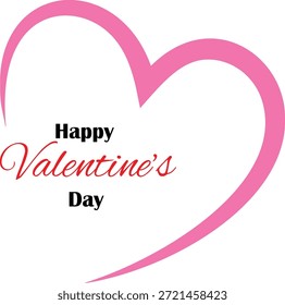 Um design gráfico minimalista com um contorno rosa espesso de uma forma de coração contra um fundo preto sólido. O coração está incompleto, com um espaço na parte inferior direita. Dentro da forma do coração, a palavra 'Valentine's' é escrita em uma fonte de escrita vermelha vibrante. Os elementos de design criam uma imagem de alto contraste, ideal para expressar temas de amor e celebração associados ao Dia dos Namorados.