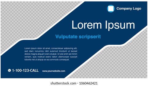 Minimalist graphic design layout template for advertising, creative & business concept, modern diagonal abstract background Geometric element. Dark Blue and white theme, Vector illustration.