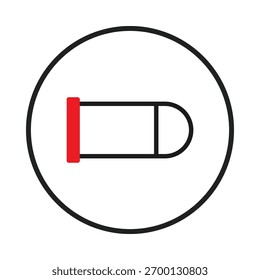 Um elemento gráfico minimalista apresenta uma combinação de formas geométricas e um acento vermelho entre um círculo. Suas linhas limpas e estilo contemporâneo torná-lo adequado para representar vários