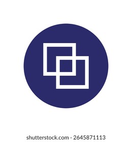A minimalist, graphic emblem floats against a stark white background. 