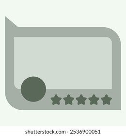 Eine minimalistische Grafik mit einem Bewertungssystem und einem leeren Nachrichtenbereich.
