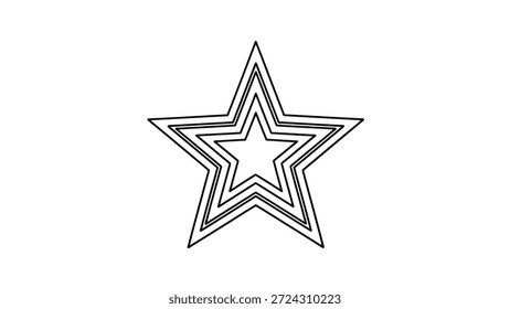 Un gráfico minimalista con una serie de estrellas concéntricas delineadas en negro sobre un fondo blanco. Sencillo y moderno.