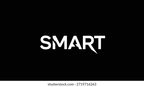 Gráfico minimalista con la palabra 'SMART' en letras mayúsculas blancas en negrita sobre un fondo negro puro. Las letras tienen cortes angulares y agudos,