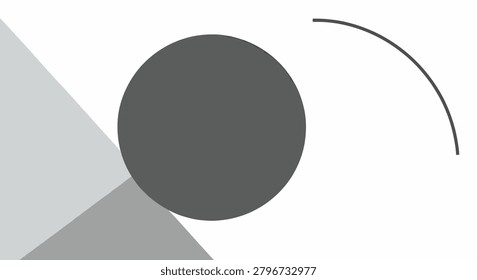 Minimalist graphic with a gray circle and triangle