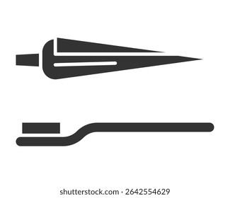 Minimalist graphic icon featuring toothbrush and dentifrice tube. Symbolizes oral hygiene, dental care, health, and cleanliness. Perfect for web, app, and print designs.