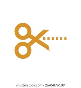 Una ilustración gráfica minimalista presenta un par de tijeras abiertas listas para cortar a lo largo de una línea de puntos.