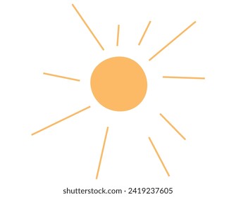 A minimalist graphic illustration showcasing a stylized sun with rays. The simplicity of the design captures the essence of sunlight in an abstract, modern art form