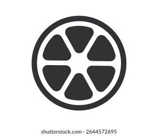 Minimalist graphic illustration of a sliced citrus fruit, design element, icon. Fresh, vibrant, clean. Great for food, healthy living, or summer themed design.