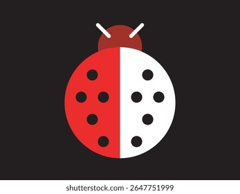Minimalista gráfico Joaninha Inseto com negrito vermelho e branco Ícone de cores