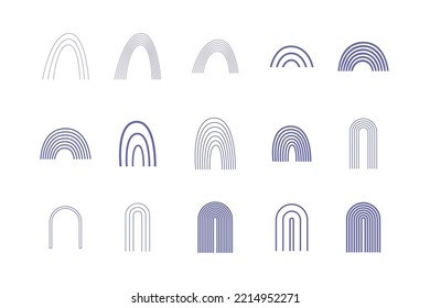 Minimalist Graphic Rainbow  Symbol Silhouette Rainbow Talisman Clipart Set Collection Mark Tag Logo Label Simple Rainbow Icon 