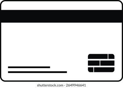 A minimalist graphic representation of the back of a credit card. It features a black magnetic stripe across the top and two horizontal lines for signatures.