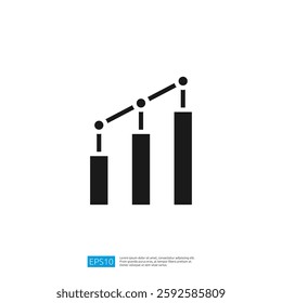 A minimalist graphic representation of a bar chart with three bars and connecting lines, symbolizing growth or data analysis.