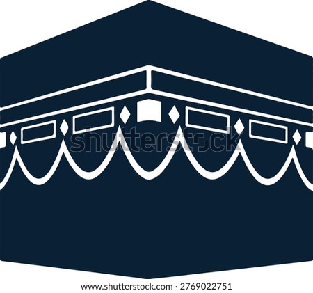 A minimalist, graphic representation of the Kaaba, central to Islamic faith and pilgrimage.
