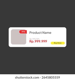 a minimalist, graphic representation of a product listing card against a dark gray background. The card itself is a rounded rectangle, predominantly white, with a soft - Powered by Shutterstock - Get 15% off with code: PIKWIZARD15