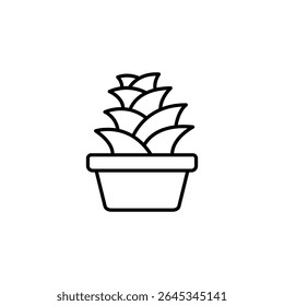 Minimalist Graphic Representation Of A Succulent Plant In A Pot