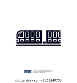 A minimalist graphic representation of a train, showcasing two connected train cars in a simple, stylized design.