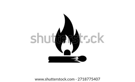A minimalist graphic representing a burning matchstick, symbolizing fire or ignition.