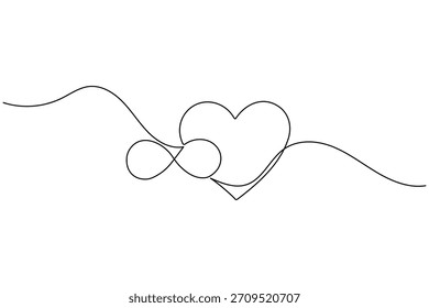 Minimalistische Grafik, die endlose Liebe und ewiges Verbindungskonzept darstellt.