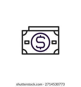 Gráfico minimalista que representa el valor financiero, simbolizando la moneda, el comercio y el intercambio económico. El diseño simple transmite el concepto monetario utilizado para los negocios, la inversión y las finanzas fiscales