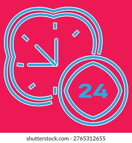 Minimalist graphic representing round the clock availability. Perfect for business service promotion.