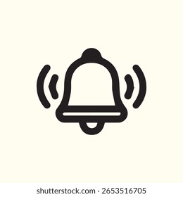 A minimalist graphic of a ringing bell used to represent alerts notifications communication and reminders simple and bold icon design.