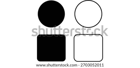 A minimalist graphic showcasing fundamental geometric forms, including filled and outline circles and rounded squares, ideal for design projects and concepts.