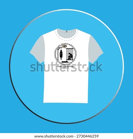 Minimalist Graphic Tee Design Featuring Symbols of Captivity and Loss in a Thorny Circle