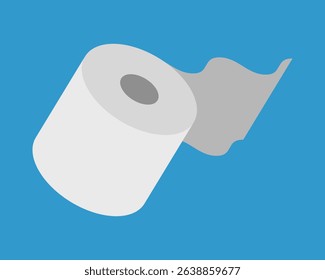 A minimalist graphic of a toilet paper roll against a vibrant blue backdrop.  The designs clean lines and simple colors evoke a sense of freshness and hygiene.